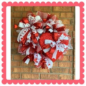 Red and White Heart Wreath